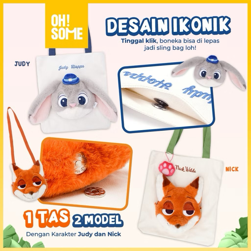 กระเป๋าโท้ต Zootopia 2in1 ใหม่เอี่ยม Ohsome