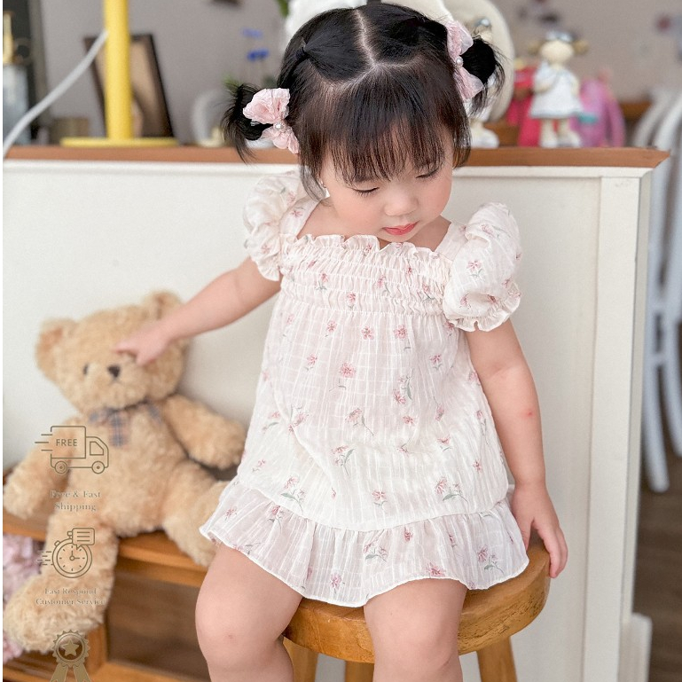 Pink Moonflower Jiyeon Baby Dress Flower Dress 0 - 3 ปี