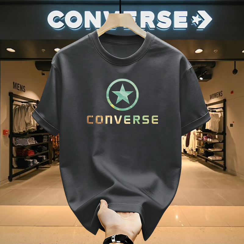 เสื้อยืด CONVERSE Distro สําหรับผู้ชายและผู้หญิง, ผ้าฝ้ายหวี 24 วินาที, โลโก้ดาวลําลองเรียบง่าย