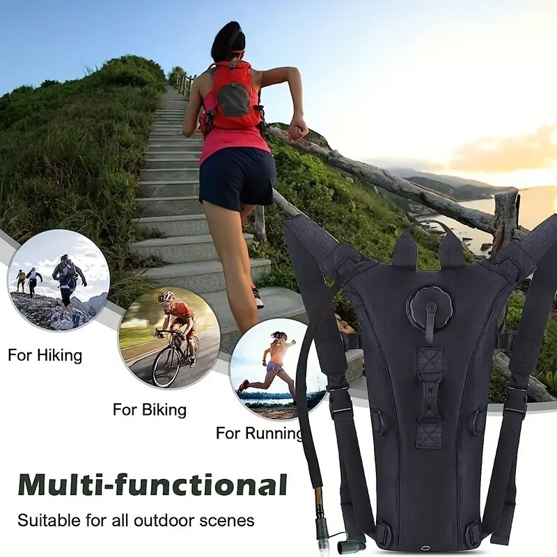 Gegedbako - Water Bladder Bite Valve Hydration Bag 3L - BL018 - สีดําสําหรับเดินป่าวิ่งแคมป์ปิ้งปั่น