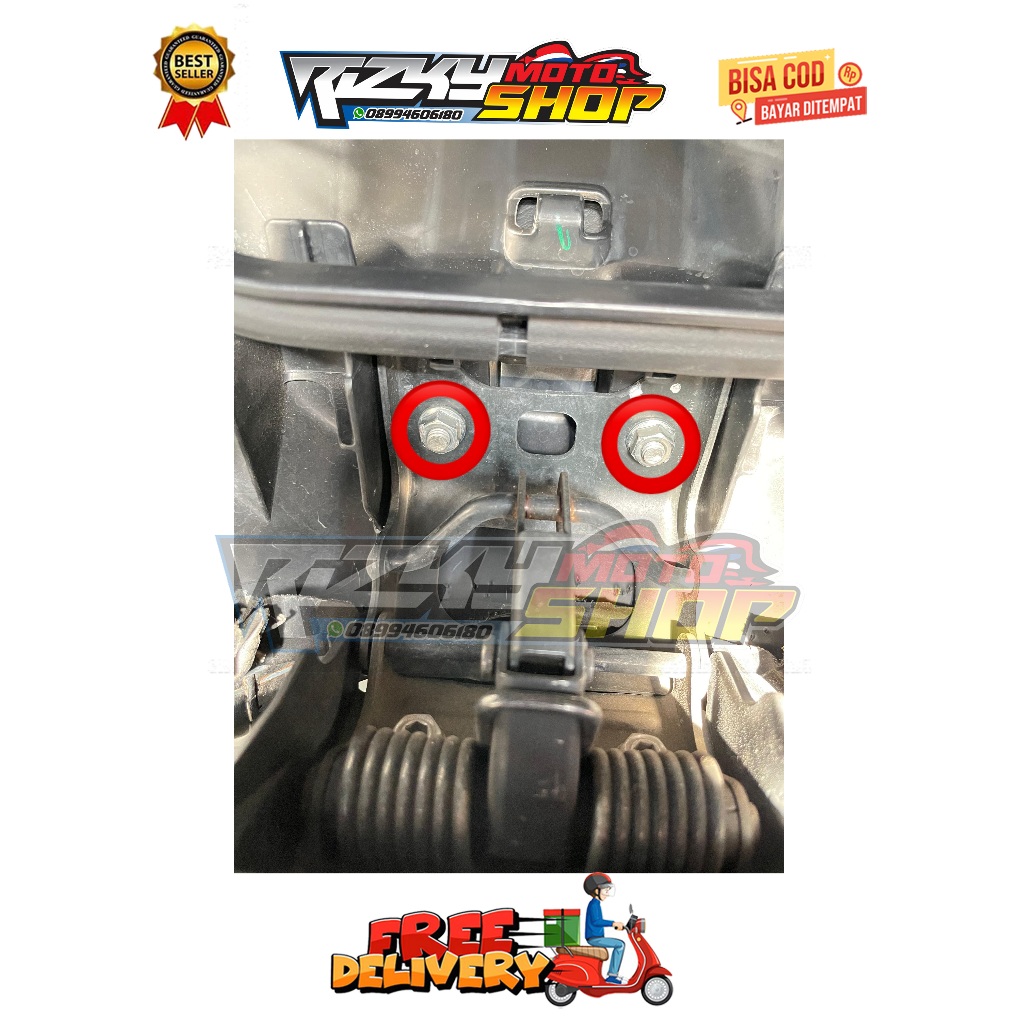 LOKAL SEAT HOOK NUT (2 NUTS) HOLE MODEL PCX VARIO BEAT DELUXE SCOOPY ADV STYLO GENIO SPACY 110 125 1