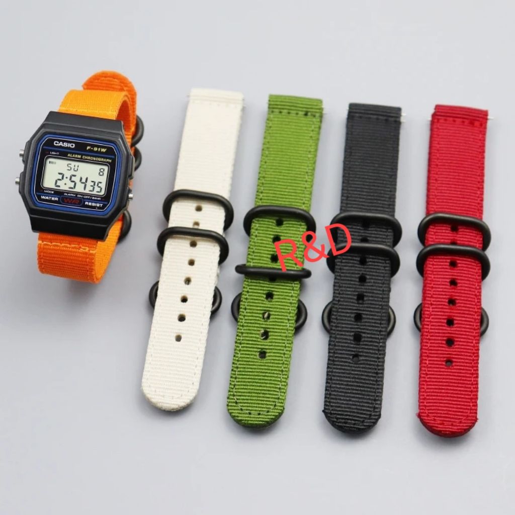 Casio F-91 W Canvas Watch Strap CASIO f91w สายนาฬิกาผ้า Casio nylon Strap