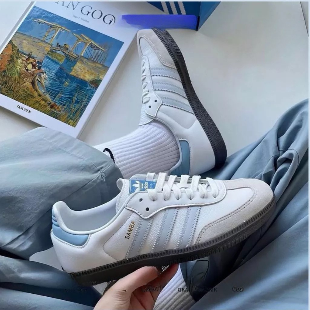เพิ่ม SMBA SKY OG White Hello Blue Gum รองเท้าผ้าใบคลาสสิกสําหรับบุรุษและสตรี