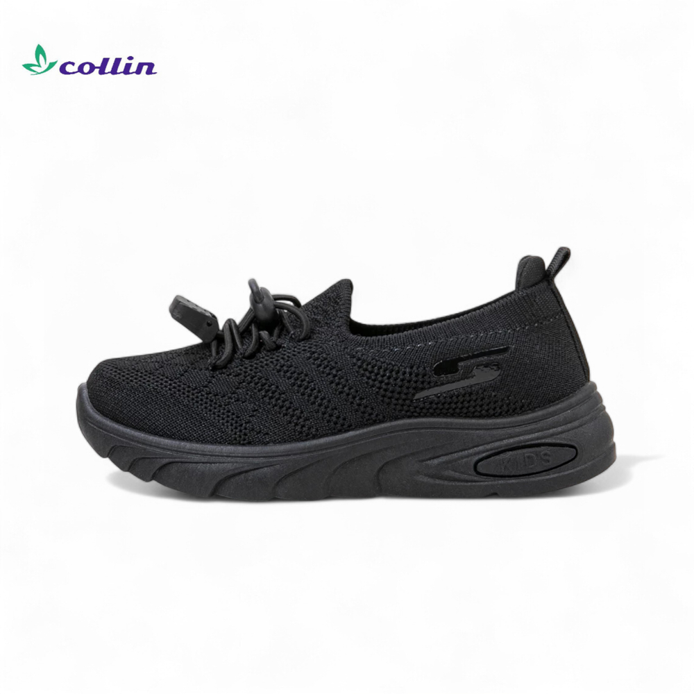 COLLEIN สีดํารองเท้าเด็กรองเท้าผ้าใบถัก Dead Laces และสีดําและสีขาว - TB356-K&T