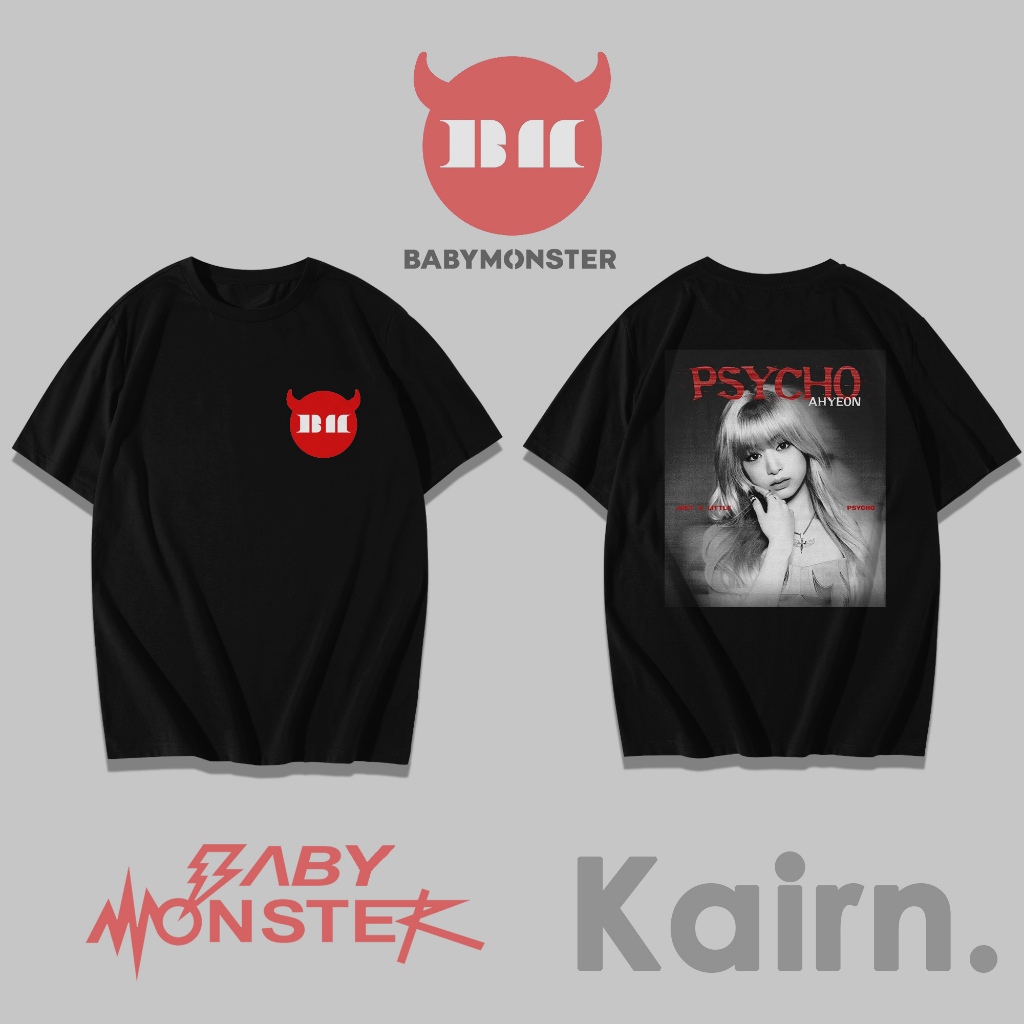 KAIRN - เสื้อยืด AHYEON BABYMONSTER - PSYCHO / PSYCHO BABYMONSTER TSHIRT / FANSMERCH