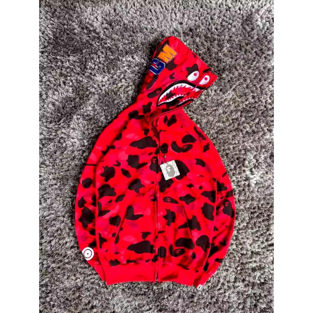 BAPE RED DOUBLE ZIPPER HOODIE