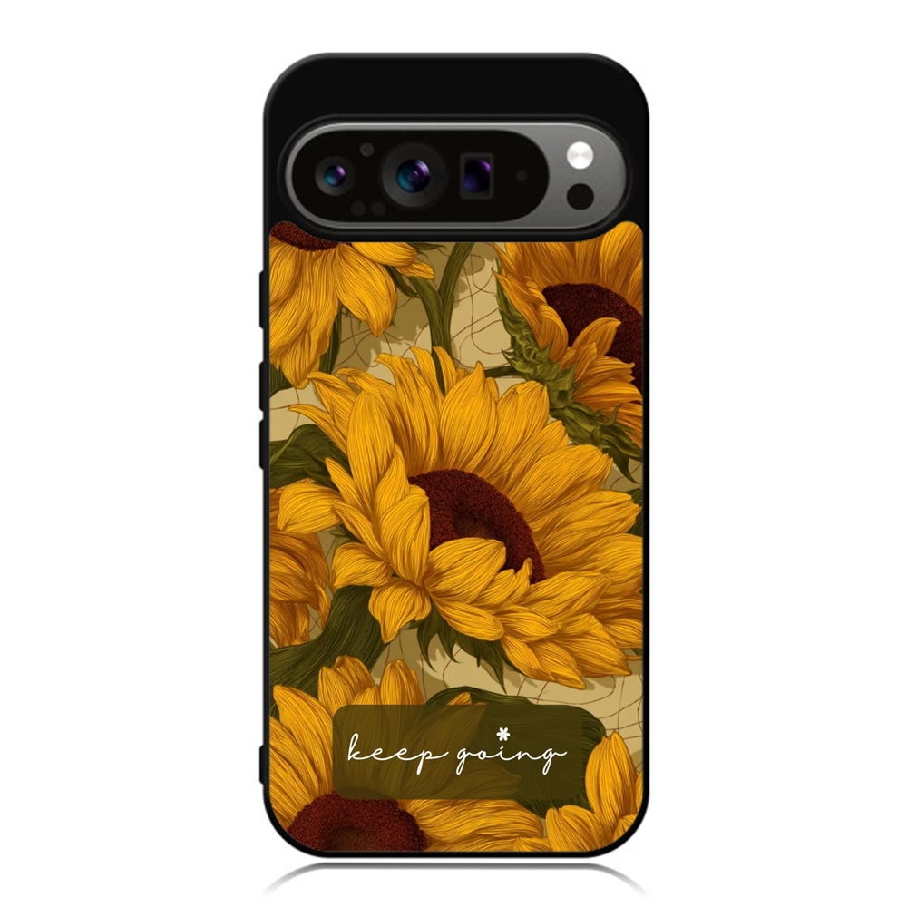 HP Google Pixel 10 9 8 7 6 5 4 3 Pro XL 4g 5g TPU Softcase Keep Going Sunflower