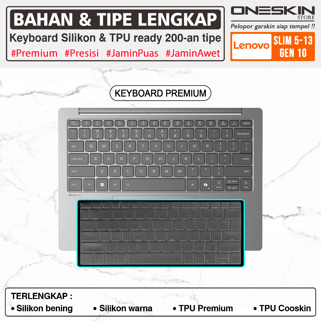 ฝาครอบแป้นพิมพ์เข้ากันได้กับ Lenovo IdeaPad Slim 5 5i-13 13ARP10 Gen 10 Tpu ซิลิโคนใส