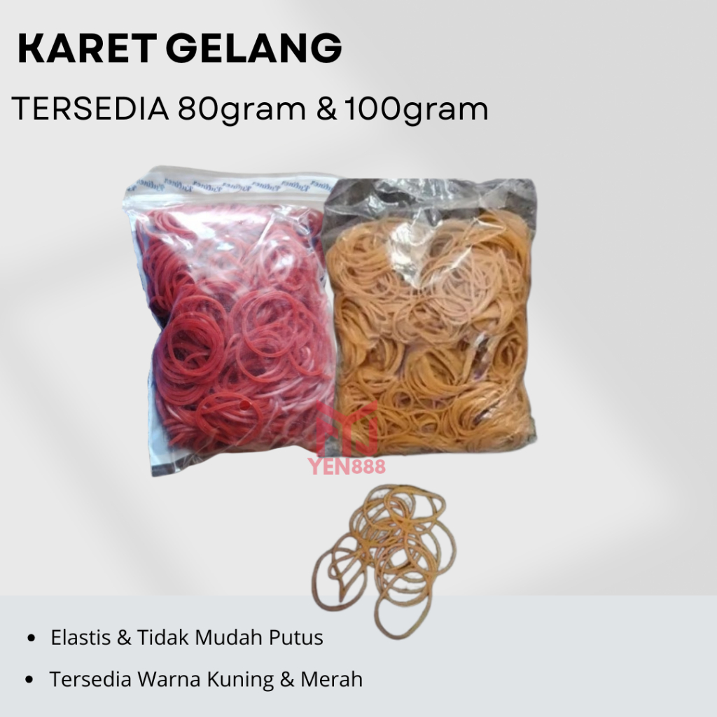 MERAH YEN888 ยางรัดเหลือง 16MM / ยางเหลืองอเนกประสงค์ 80Gram / ยางแดงนําเข้า 100 กรัม / ยาง
