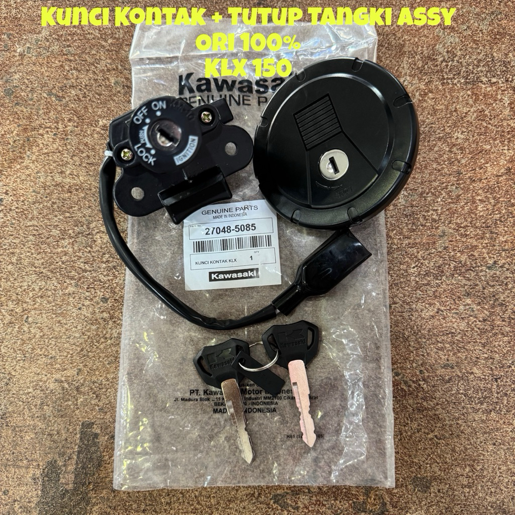 กุญแจจุดระเบิด Assy + ฝาถังสําหรับ Kawasaki Klx 150 Motorcycle 100% ORIGINAL