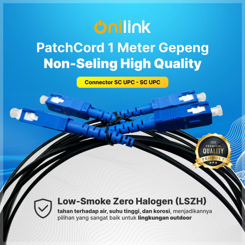 ONILINK BLACK FLAT CORD PATCH CABLE (HM HQ) SC-UPC 1 เมตร | NON-CHEATING LSZH