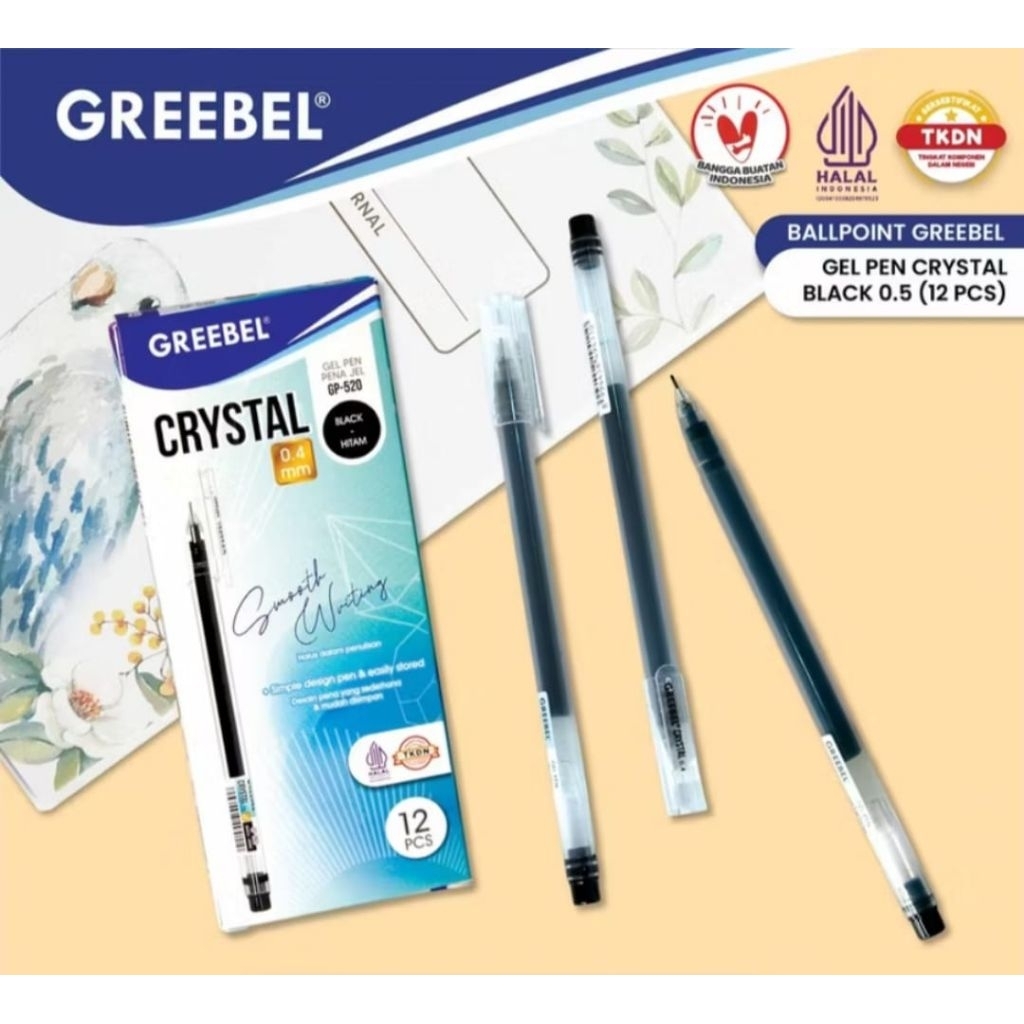 (DOZEN) GREEBEL CRYSTAL 0.5 GP-520 BLACK PEN (นาที สั่งซื้อ 3 โดเซน)