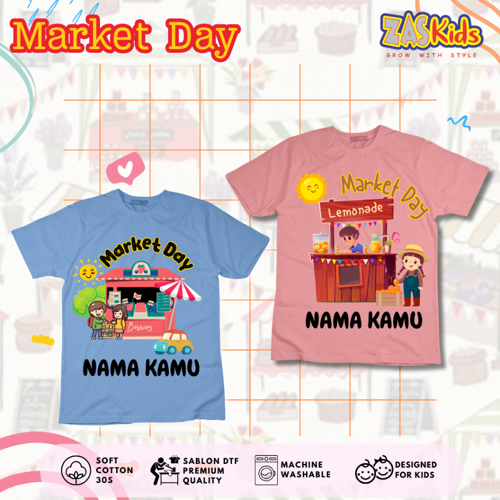 ซาสคิดส์ | เสื้อยืดเด็กวันตลาดพร้อมพิมพ์ชื่อฟรี | ล่าสุดเสื้อคู่แขนสั้นสําหรับเด็กชายและเด็กหญิงอายุ 2 ถึง 16 ปี | เสื้อยืดชุดนักเรียนวันตลาดสําหรับโรงเรียนอนุบาลระดับประถมศึกษาหวีคู่ 30ส | เสื้อผ้าเด็กมีหลายลาย