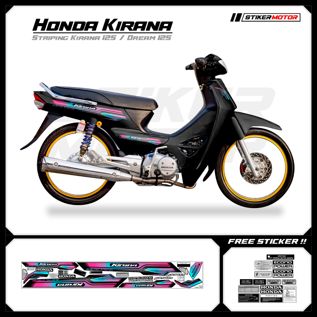 KIR41 Striping สติกเกอร์ Honda Kirana 125 Honda Dream 125 Motohai Variations Striker สติกเกอร์ Strip