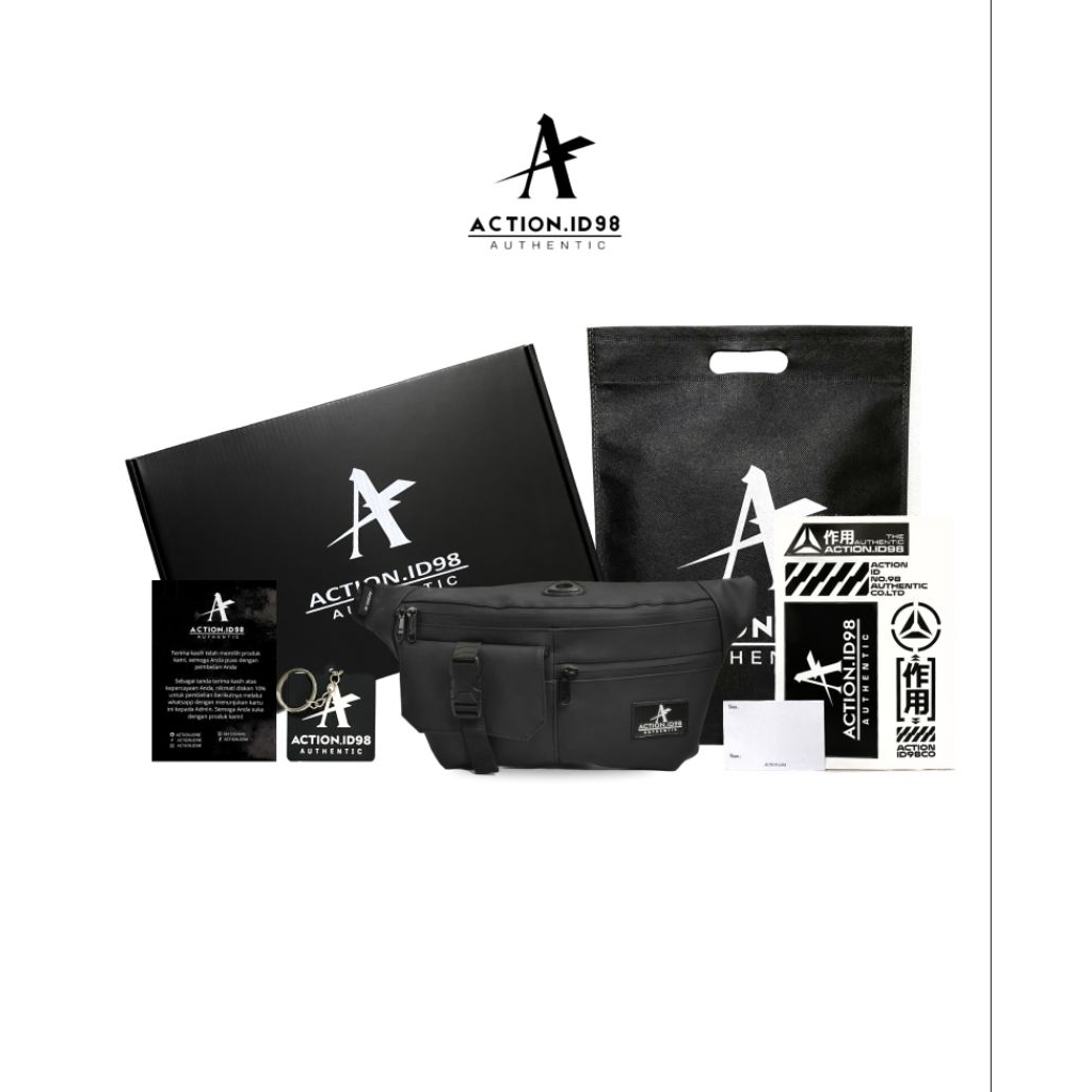 ACTION.Id98 - Action Waistbag Waterproof Sterling Black Cool Mens Sling Bag
