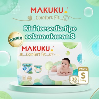 [1 -4 PACK] Makuku SAP Diapers Comfort Fit 3.0 Celana / Pants Popok Bayi Regular Pack S38