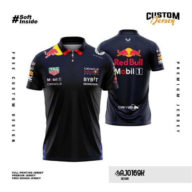F1 Redbull Team Polo Button Collar Jersey