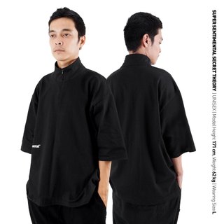 SSST Basic Boxy Zipper Heavyweight Oversize Tshirt Hitam