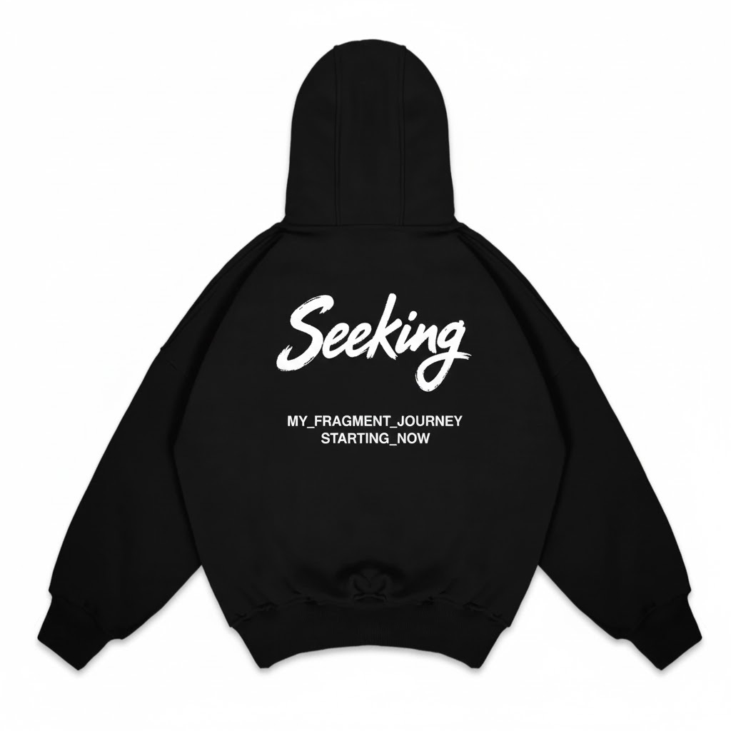 HOODIE SEEKING Boxy Oversize สีดําพรีเมี่ยมผู้ชายผู้หญิงเสื้อแจ็คเก็ตเสื้อกันหนาวจัมเปอร์หนา Streetw