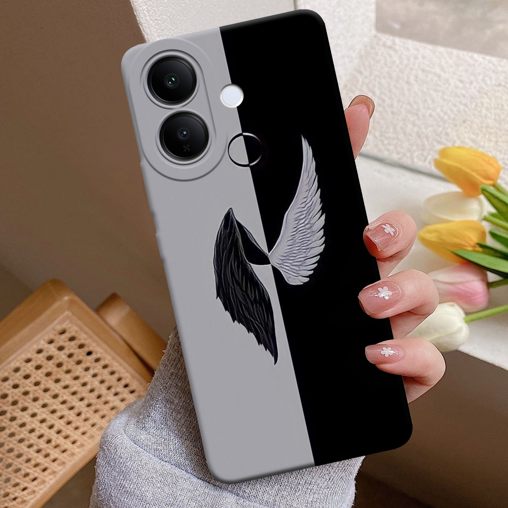 เคส HP IQOO Z10R 5G 2025 - Elolora.id - IQOO Z10R 5G เคส - เคสขาวดํา Motif - ตัวป้องกันมือถือ - Vivo