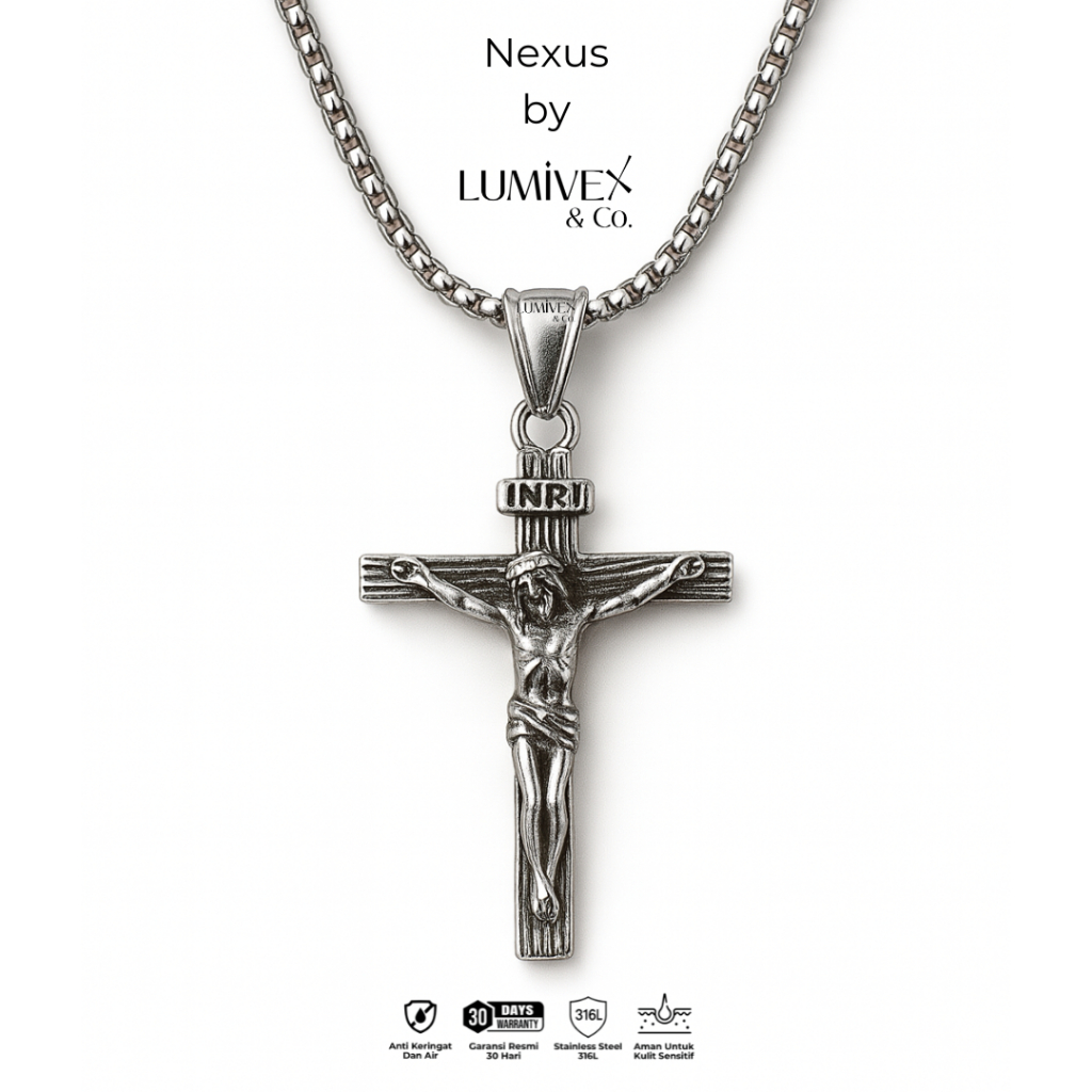 Lumivex สร้อยคอไขว้สแตนเลสไทเทเนียมป้องกันสนิมสําหรับผู้ชายและผู้หญิง - Nexus