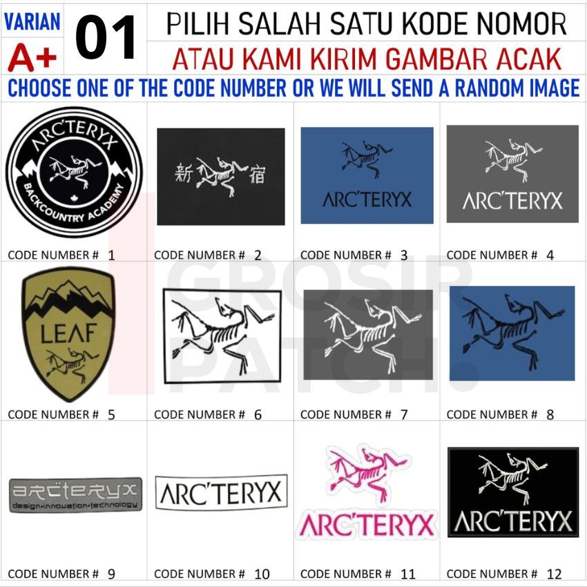 WHOLESALE ARCTERYX PATCH ปักโลโก้/Emblem/Bet LEAF SYMBOL Archaeopteryx 7-8 ซม. | ก+01