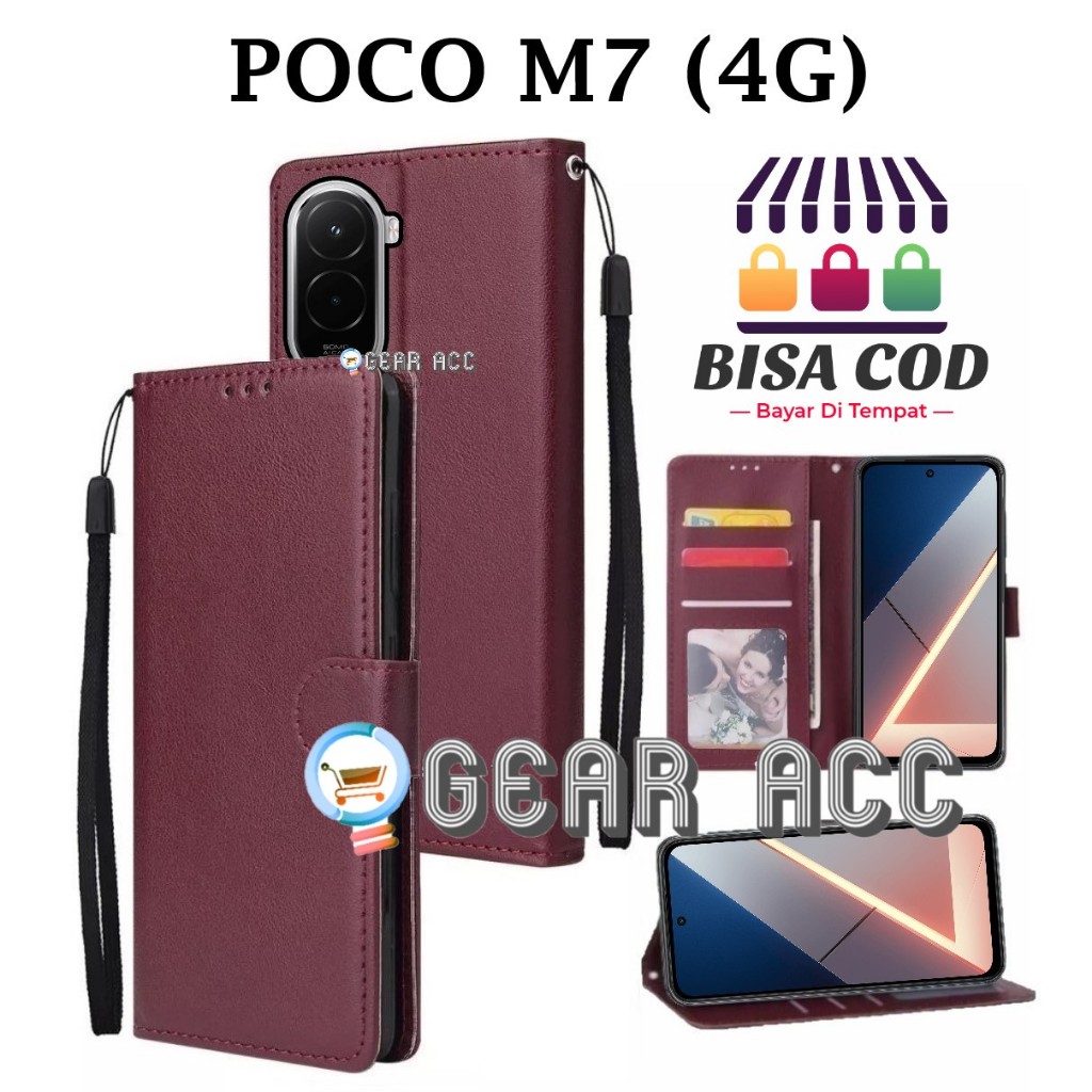 POCO M7 (4G) FLIP LEATHER CASE PREMIUM - FLIP WALLET CASE LEATHER FOR POCO M7 (4G) - WALLET CASE | F