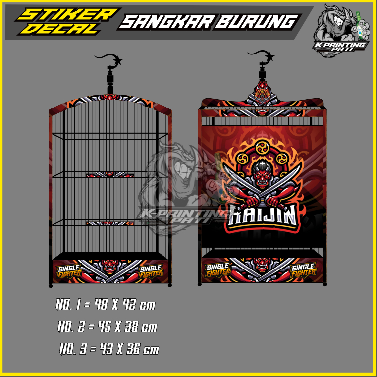 BIRD CAGE/BIRD CAGE DECAL STICKER - SINGLE FIGHTER BOX BIRD CAGE KICAU FIGHTER