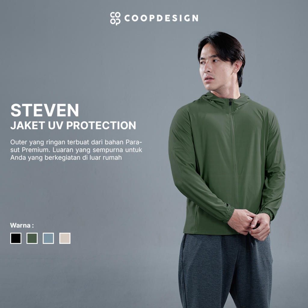 การออกแบบ Coop - Steeven Airism Jacket กระเป๋าไม่มีซิป Hoodie UV Jacket สําหรับผู้ชาย