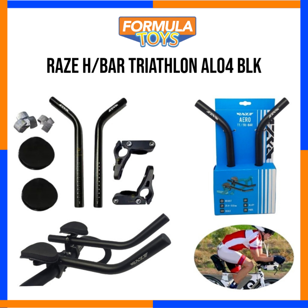 HANDLEBAR TT RAZE H/BAR TRIATHLON AL04 BLK REST BAR ROAD BIKE