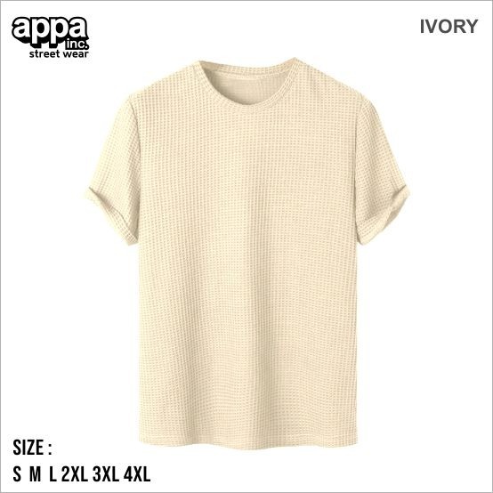 Appa Inc Streetwear - เสื้อยืดงาช้างแขนสั้น Basic Waffle Kenit ขนาด S - 4XL
