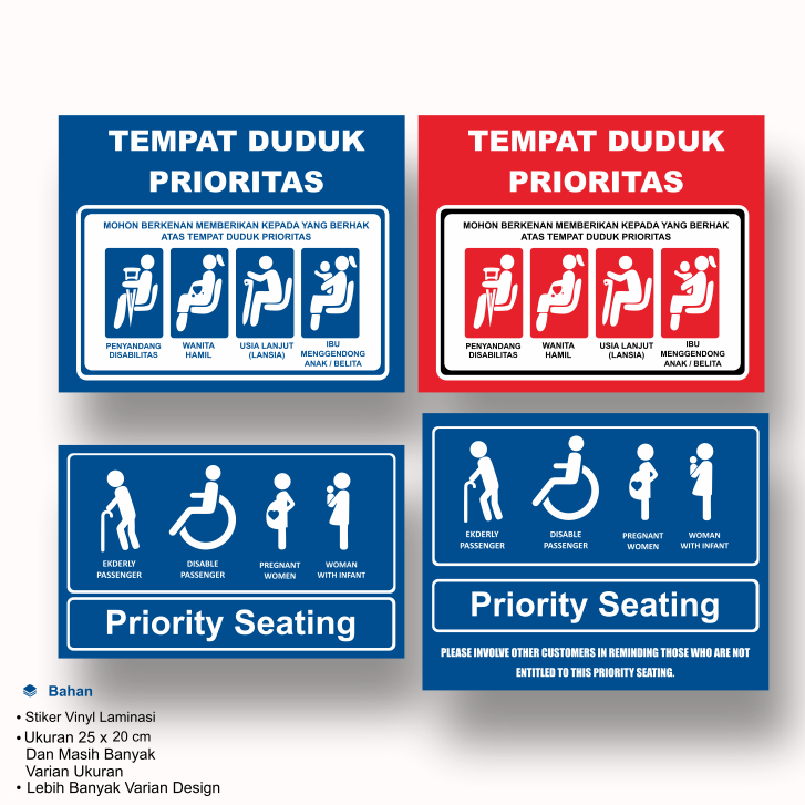 KARIMIKA Priority Seat Stickers Priority Seat Instructions Waterproof Warning Sign Instructions