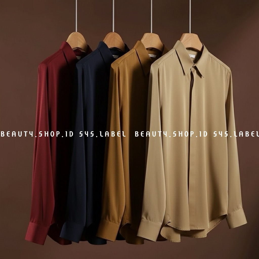 KEMEJA KATUN [SYS.LABEL] วอร์เรนท็อป | เสื้อเชิ้ตผ้าคอตตอนทวิลแขนยาวผู้หญิงเท่ไม่โปร่งใส | เสื้อเชิ้
