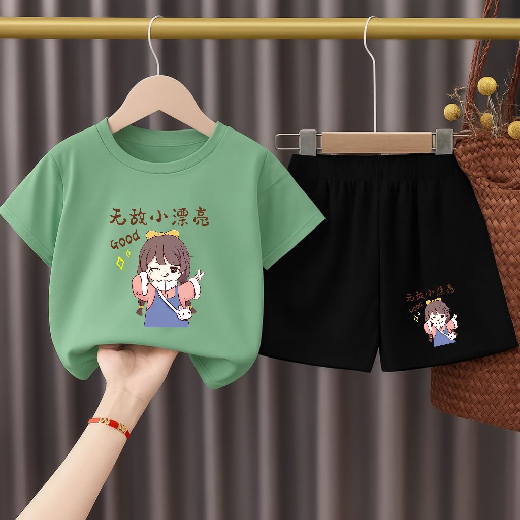 GOOD GIRL GIRLS SUITS, GIRLS SUITS, SHORT SLEEVES, กางเกงสีดํา