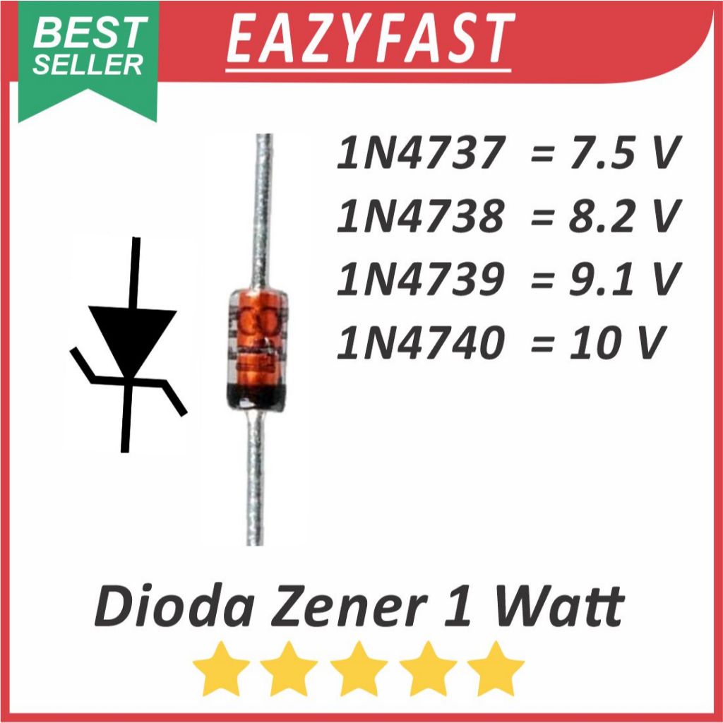 ไดโอด Zener ไดโอด 1 วัตต์ 1W 7.5V 8.2V 9 9.1V 10V 1N4737 1N4738 1N4739 1N4740 7.5 8.2 9 9.1 10 V โวล