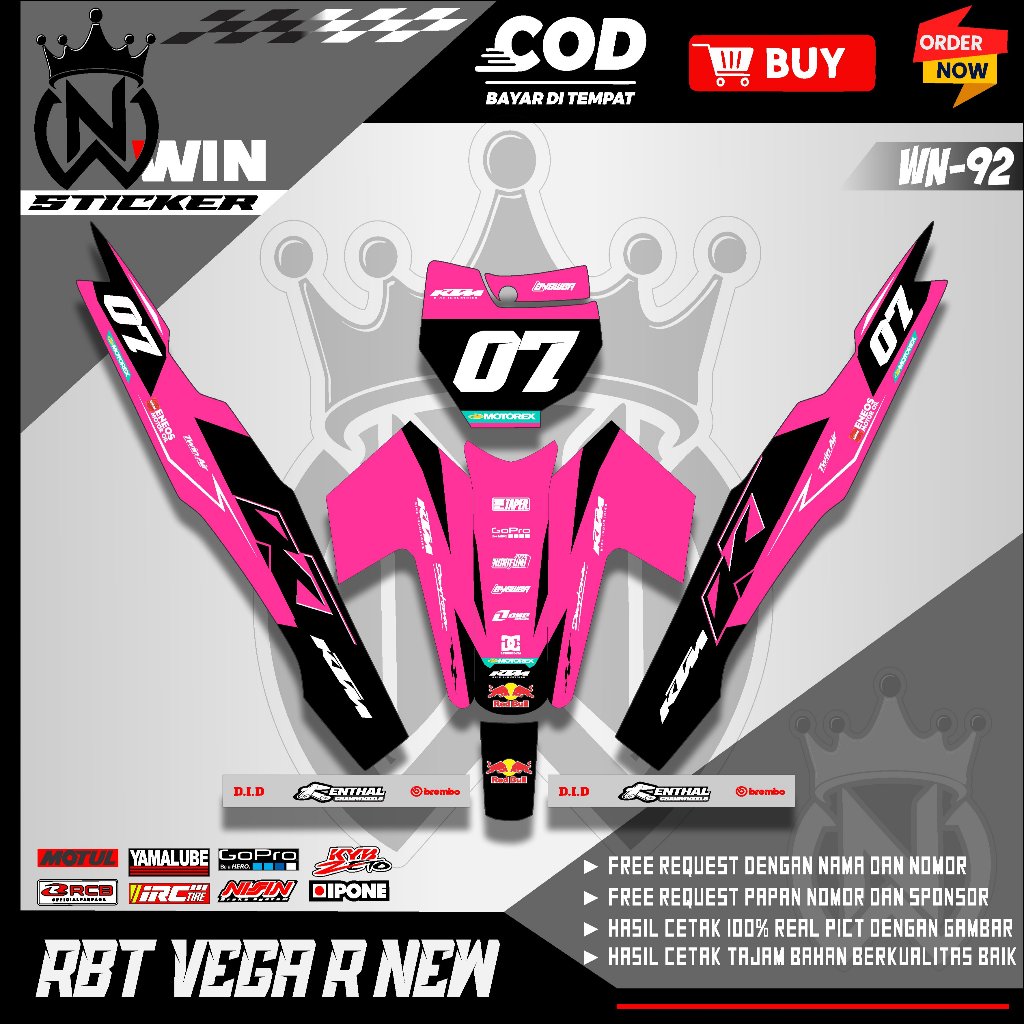 Decal สติกเกอร์ RBT VEGA R ใหม่สติกเกอร์ Striping Bebek Modif BRT GTX Trill Supermoto Trabas Cool Mi
