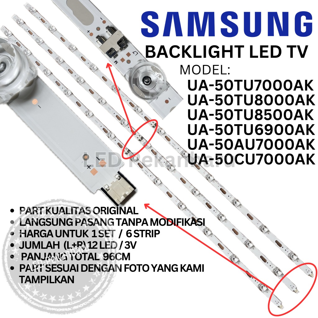 BACKLIGHT LED TV SAMSUNG 50 INC UA50TU7000K UA50TU8000K UA50TU8500K UA50TU6900K UA50TU7000 UA50TU800