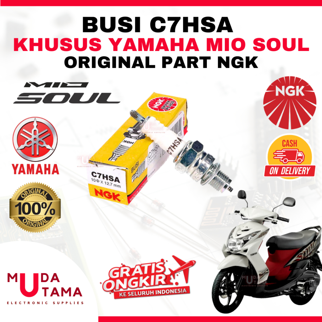 หัวเทียนมอเตอร์ไซค์ YAMAHA MIO SOUL - ORIGINAL NGK C7HSA (IRIDIUM) | หัวเทียน NGK C7HSA IRIDIUM MIO 