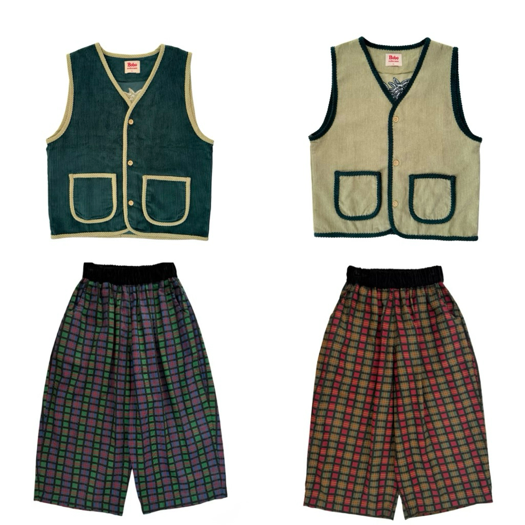 SOLERAM x BOBO - BOBO CORDUROY VEST - สีเขียวและ MATCHA / CORDUROY VEST SOLERAM - MOJI Baggypants - 