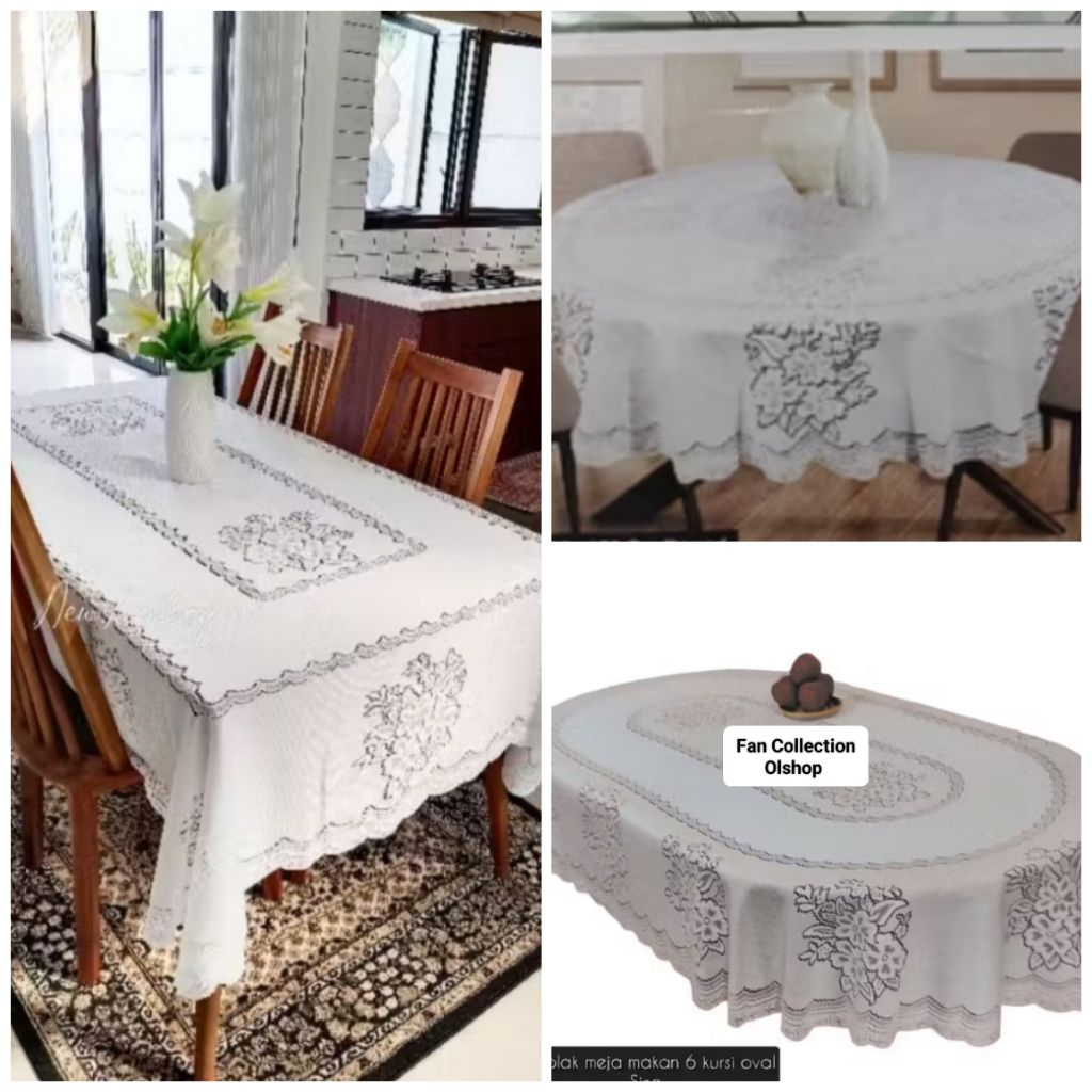 THICK ผ้าสีขาว DINING TABLECLOTH 6-8 เก้าอี้พรีเมี่ยมนําเข้า SQUARE ROUND OVAL EMBOSSED