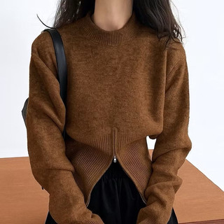 Calia Sweater Atasan Baju Rajut Crop Zipper Lengan Panjang Korean Style Bassic Wanita Outer Knitwear B1052