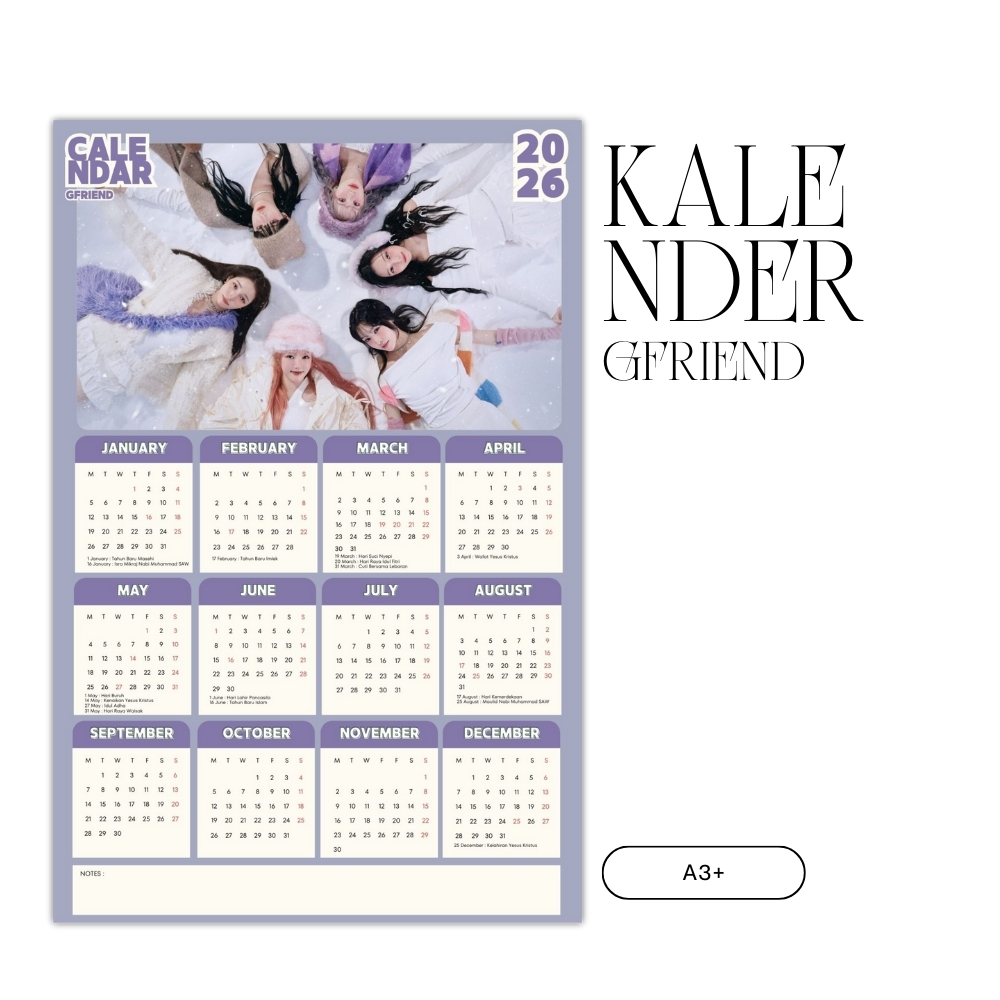 2026 CALENDAR GFRIEND KPOP UNOFFICIAL KOREA BUDDY SOWON YERIN EUNHA YUJU SINB UMJI