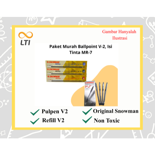 Snowman V2 School Stationery Package [2 ชิ้น] และ MR7 Pen Ink Refill 1 DOZEN - ECOMICAL