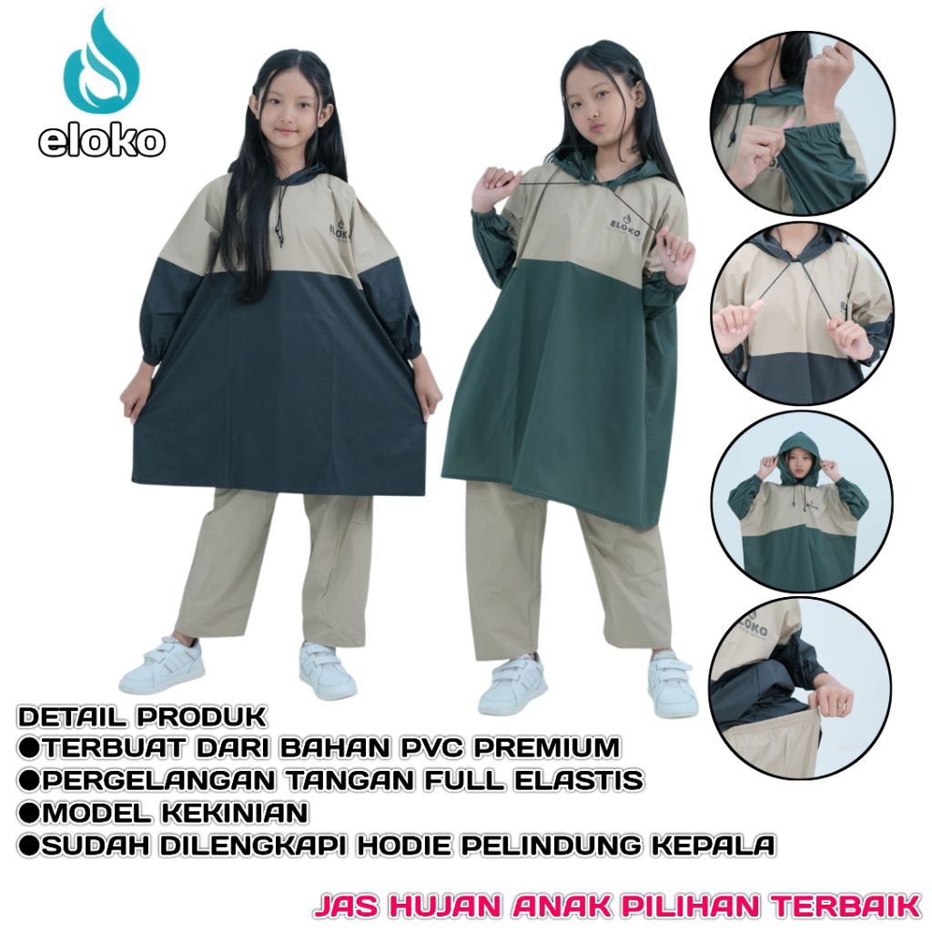 ELEKO RAINCOAT PVC MATERIAL TWO COLOR COMBINATIONS STRONG ELASTIC