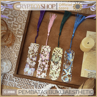 CTS Pembatas Buku Logam Kupu-Kupu Mutiara Aesthetic – Bookmark Metal Premium dengan Rumbai Elegan