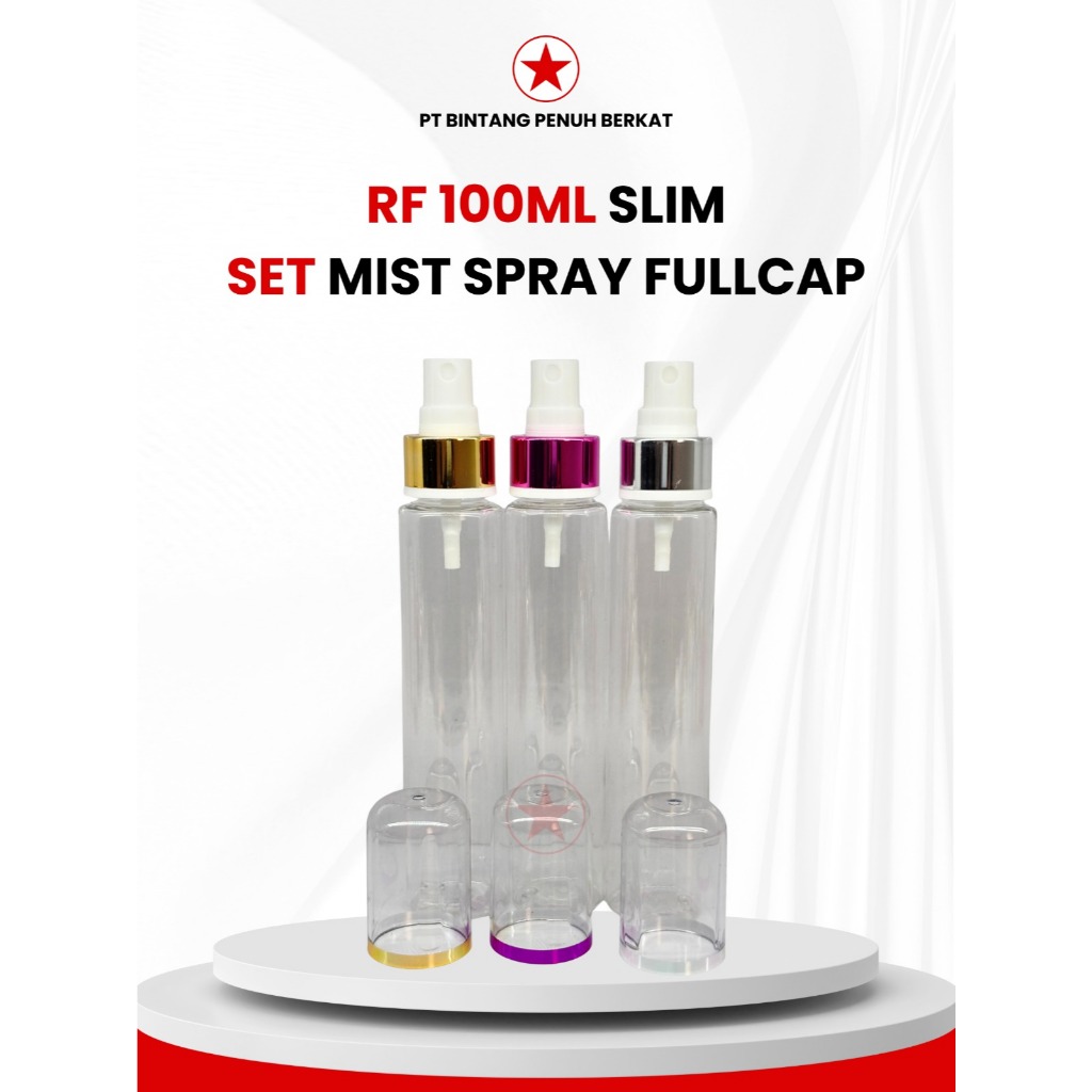 RF BOTTLE 100ML SLIM N24 CLEAR SPRAY CAP N24 FULLCAP GOLD SILVER PINK N 24