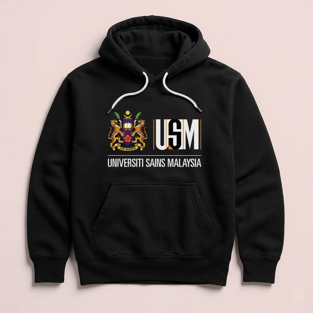 USM Hoodie University of Science Malaysia เสื้อกันหนาว Unisex ขนแกะสีดําสีดําผ้า