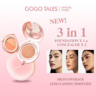 [NEW FORMULA] GOGO TALES Cushion Foundation Concealer 3-in-1 Full Coverage Tahan Lama Glowing Matte Poreless Tidak Crack Waterproof Ringan Halus Makeup Base Wajah Long Lasting GT675