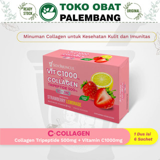 SIDOMUNCUL VIT C1000 + COLLAGEN TRIPEPTIDE 500MG D3 ZINC 6 SACHET RASA STRAWBERRY LEMONADE SIDO MUNCUL VIT C 1000 KOLAGEN VITAMIN C D3
