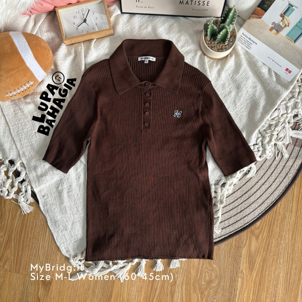 MYBRIDG:IT Brown KnitWear Tshirt ไซส์ ML Women • ของแท้ 100%